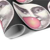 ヴィンテージ満月の顔バブルガム ラッピングペーパー (ロールコーナー)