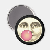 ヴィンテージ満月の顔ピンクバブルガム マグネット (正面/裏面)