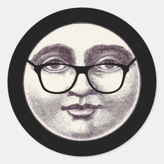 ヴィンテージ満月の顔眼鏡ブラックwh ラウンドシール (正面)