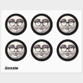 ヴィンテージ満月の顔眼鏡ブラックwh ラウンドシール (シート)