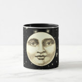 ヴィンテージ満月の顔黒セピア マグカップ (中央)