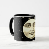 ヴィンテージ満月の顔黒セピア マグカップ (正面左)