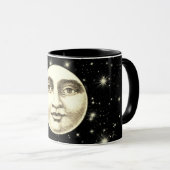 ヴィンテージ満月の顔黒セピア マグカップ (正面右)