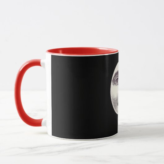 ヴィンテージ満月マイク黒の顔男性 マグカップ (左)