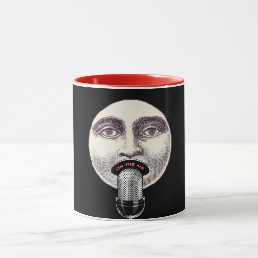 ヴィンテージ満月マイク黒の顔男性 マグカップ (中央)