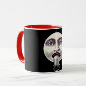ヴィンテージ満月マイク黒の顔男性 マグカップ (正面左)