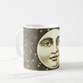 ヴィンテージ満月顔セピア金ゴールド茶色 コーヒーマグカップ (正面左)