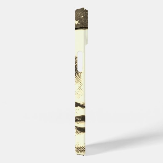 ヴィンテージ満月顔セピア金ゴールド Case-Mate iPhoneケース (裏面 / 右)