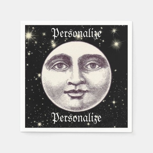 ヴィンテージ満月顔 スタンダードカクテルナプキン (正面)