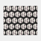 ヴィンテージ満月顔 フリースブランケット (正面(横))