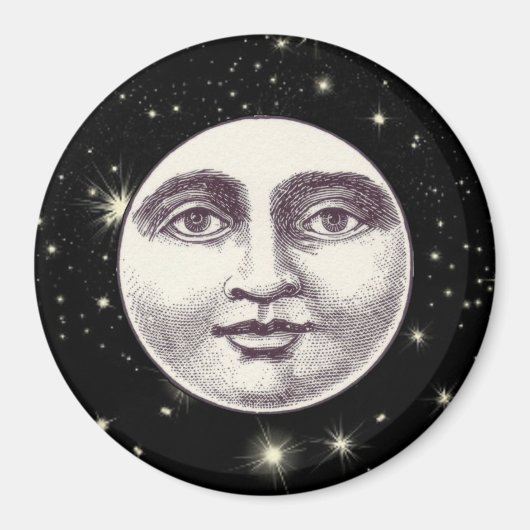 ヴィンテージ満月顔 マグネット (正面)