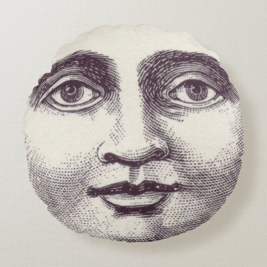ヴィンテージ満月顔 ラウンドクッション (正面)