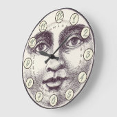 ヴィンテージ満月顔 ラージ壁時計 (傾斜)