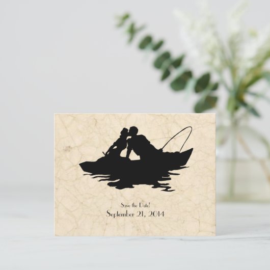 ヴィンテージ漁師愛好家ボート日付を保存 案内ポストカード (スタンド正面)