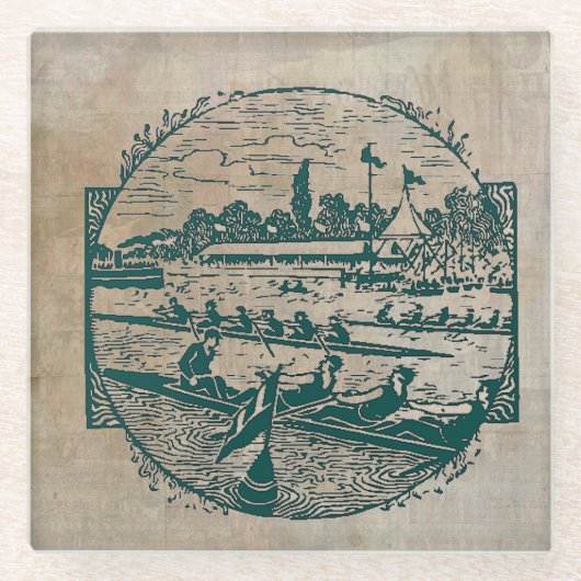 ヴィンテージ漕ぎ場 ガラスコースター (正面)
