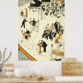 ヴィンテージ漫画のラジオ番組ミュージシャン おもしろい ポスター (キッチン)