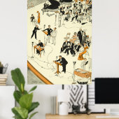 ヴィンテージ漫画のラジオ番組ミュージシャン おもしろい ポスター (ホームオフィス)