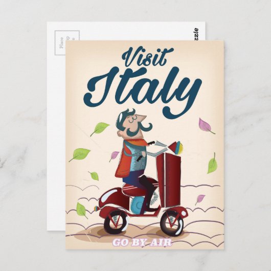 ヴィンテージ漫画イタリア旅行のポストカード。 ポストカード (正面/裏面)