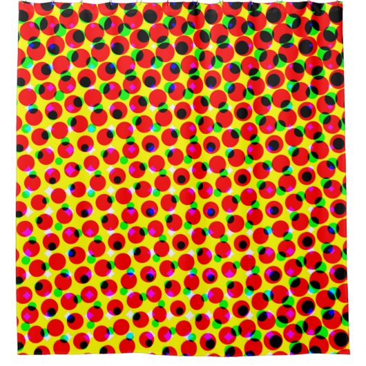 ヴィンテージ漫画カラフルハーフトーン背景 シャワーカーテン (正面)