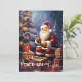 ヴィンテージ漫画サンタクロースのクリスマスプレゼント シーズンカード (スタンド正面)