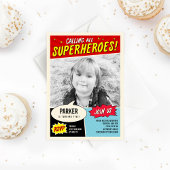 ヴィンテージ漫画スーパーヒーローバースデーパーティーの招待 招待状