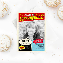 ヴィンテージ漫画スーパーヒーローバースデーパーティーの招待 招待状