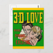 ヴィンテージ漫画ブックアート – 3D LOVE ポストカード (正面/裏面)