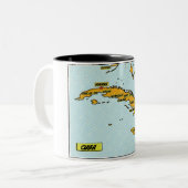 ヴィンテージ漫画ブックキューバの地図 ツートーンマグカップ (正面左)