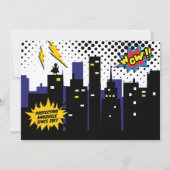 ヴィンテージ漫画ブックスーパーヒーロー誕生日招待状 招待状 (裏面)