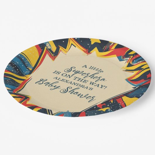 ヴィンテージ漫画ブックボーイベビーシャワー ペーパープレート (アングル)