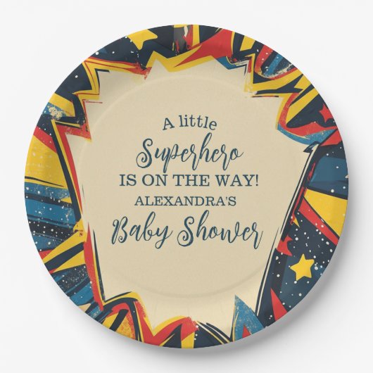 ヴィンテージ漫画ブックボーイベビーシャワー ペーパープレート (正面)