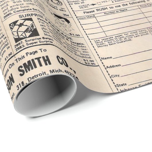 ヴィンテージ漫画ブック分類広告包装紙 ラッピングペーパー (ロールコーナー)