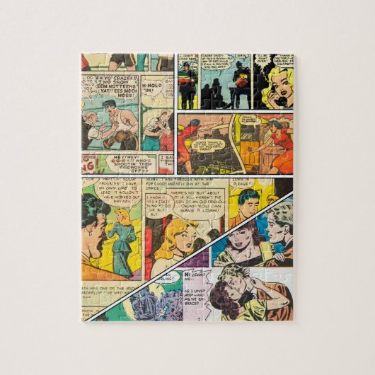 ヴィンテージ漫画レイアウトボクシングジャーナリスト恋愛治具 ジグソーパズル (縦)