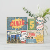 ヴィンテージ漫画本誕生日招待状 招待状 (スタンド正面)