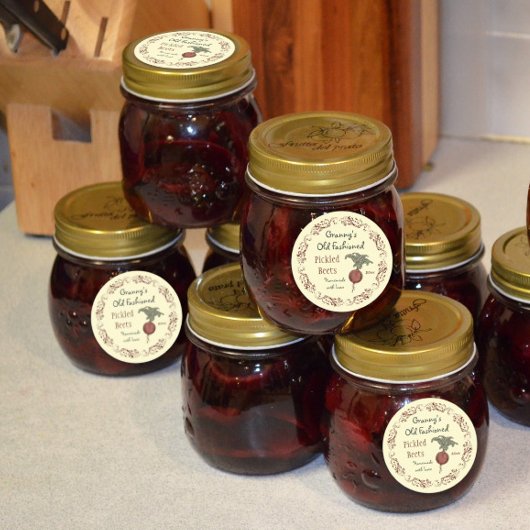 ヴィンテージ漬けビーツ日付キャニングラベルV2 ラウンドシール