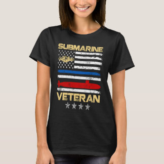 ヴィンテージ潜水艦退役軍人米国国旗の退役軍人D Tシャツ