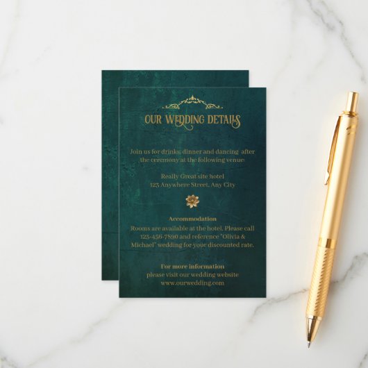 ヴィンテージ濃い緑 エンクロージャーカード (正面/裏面インサイチュ)