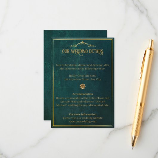 ヴィンテージ濃い緑 エンクロージャーカード (正面/裏面インサイチュ)