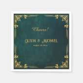 ヴィンテージ濃い緑 スタンダードカクテルナプキン (正面)