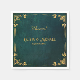 ヴィンテージ濃い緑 スタンダードカクテルナプキン