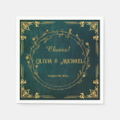 ヴィンテージ濃い緑 スタンダードカクテルナプキン (正面)