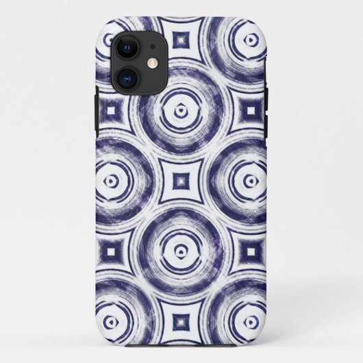 ヴィンテージ濃い青の円抽象芸術 Case-Mate iPhoneケース (裏面)