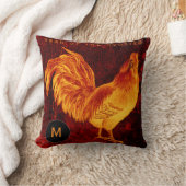 ヴィンテージ火の鶏の年2017モノグラム枕 クッション (ブランケット)