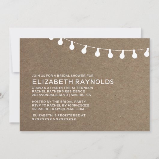 ヴィンテージ灯列ブライダルシャワー招待状 招待状 (正面)