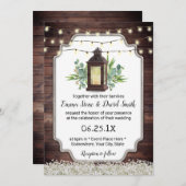 ヴィンテージ灯列ラ素朴イ結婚ト 招待状 (正面/裏面)