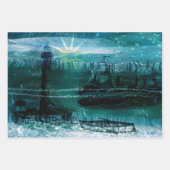 ヴィンテージ灯台と船舶 ラッピングペーパーシート (正面3)