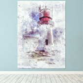 ヴィンテージ灯台 キャンバスプリント (インサイチュ (ウッドフロア))