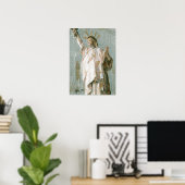 ヴィンテージ灰色と茶色の水彩自由の女神 ポスター (ホームオフィス)