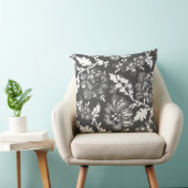 ヴィンテージ灰色の白い花柄 クッション (椅子)