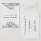 ヴィンテージ灰色フローラオーナメント 名刺 (正面/裏面)